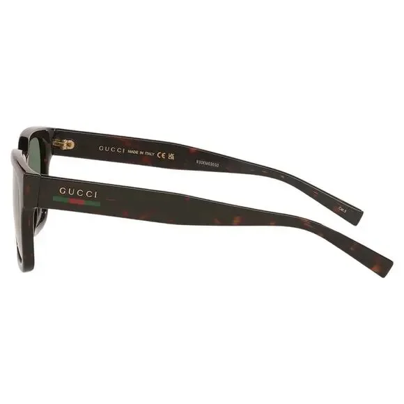 New GUCCI Sunglasses Brown Gold Red Green Web 55-20-145 mm Mens Square